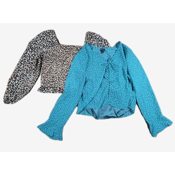 Girls Art Class Large 10-12 lot of 2 tops Animal Print, Floral - Picture 1 of 4